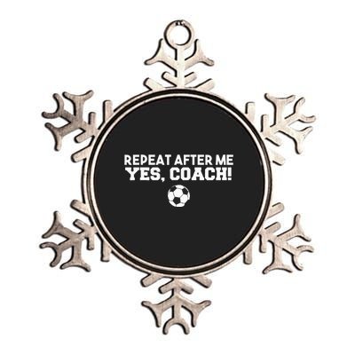 Repeat After Me Yes Coach Football Soccer Metallic Star Ornament