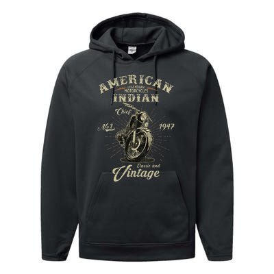 Retro American M.O.T.O.R.C.Y.C.L.E Indian For Old Biker Performance Fleece Hoodie