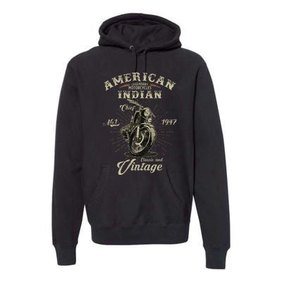 Retro American M.O.T.O.R.C.Y.C.L.E Indian For Old Biker Premium Hoodie