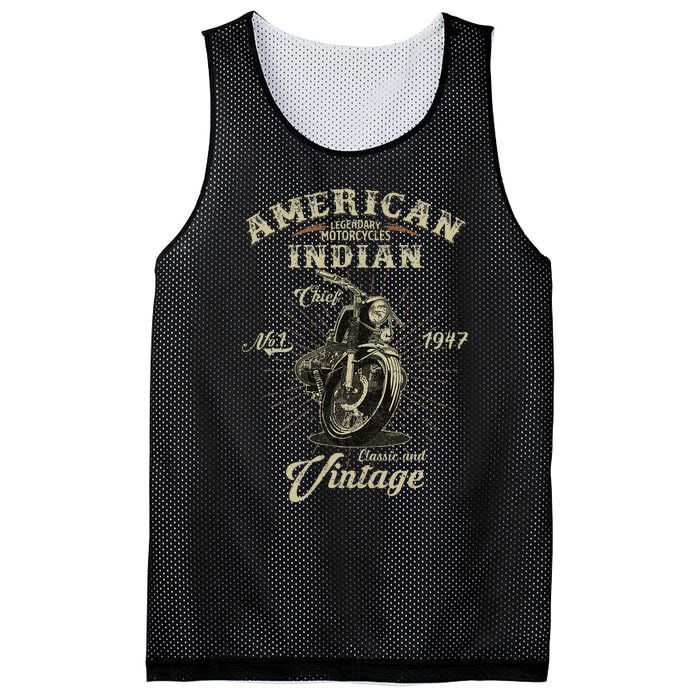 Retro American M.O.T.O.R.C.Y.C.L.E Indian For Old Biker Mesh Reversible Basketball Jersey Tank