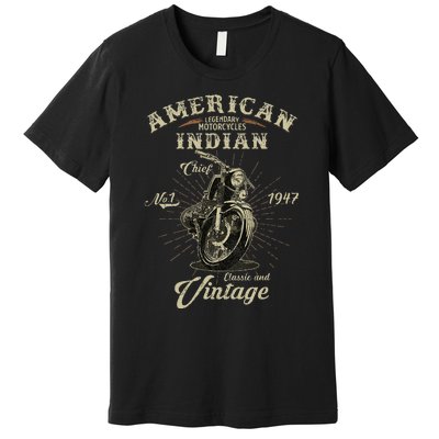 Retro American M.O.T.O.R.C.Y.C.L.E Indian For Old Biker Premium T-Shirt