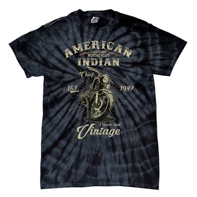 Retro American M.O.T.O.R.C.Y.C.L.E Indian For Old Biker Tie-Dye T-Shirt