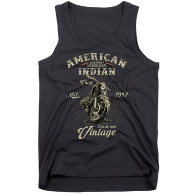 Retro American M.O.T.O.R.C.Y.C.L.E Indian For Old Biker Tank Top