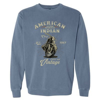 Retro American M.O.T.O.R.C.Y.C.L.E Indian For Old Biker Garment-Dyed Sweatshirt