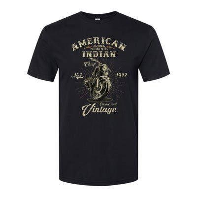 Retro American M.O.T.O.R.C.Y.C.L.E Indian For Old Biker Softstyle CVC T-Shirt