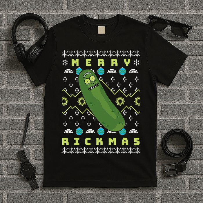 Rick and Morty Merry Pickle Rickmas Ugly Christmas  T-Shirt