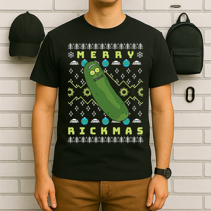 Rick and Morty Merry Pickle Rickmas Ugly Christmas  T-Shirt