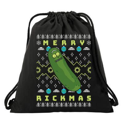 Rick and Morty Merry Pickle Rickmas Ugly Christmas  Drawstring Bag