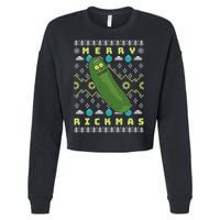 Rick and Morty Merry Pickle Rickmas Ugly Christmas  Cropped Pullover Crew