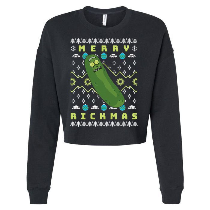 Rick and Morty Merry Pickle Rickmas Ugly Christmas  Cropped Pullover Crew