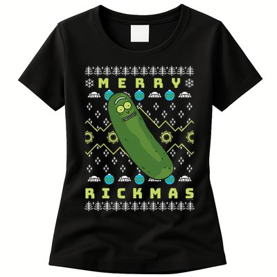 Rick and Morty Merry Pickle Rickmas Ugly Christmas  Womens T-Shirt