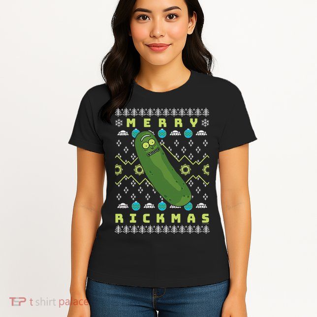 Rick and Morty Merry Pickle Rickmas Ugly Christmas  Womens T-Shirt