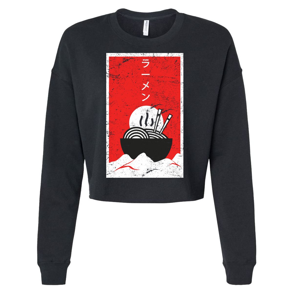 Ramen Noodles Retro Cropped Pullover Crew
