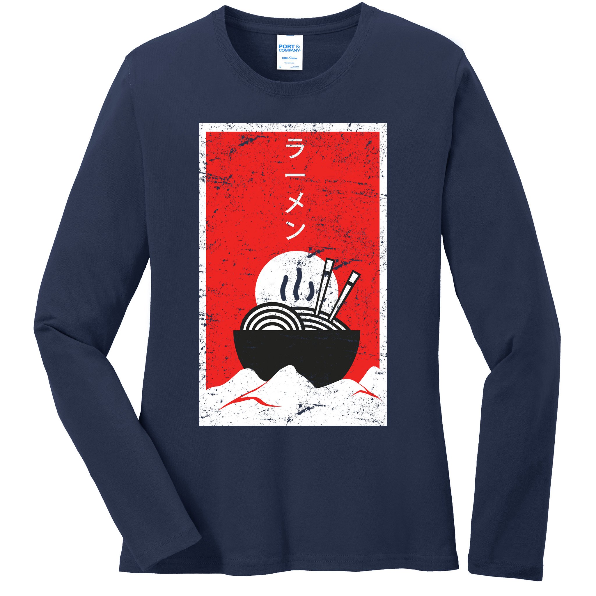 Ramen Noodles Retro Ladies Long Sleeve Shirt