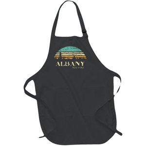 Retro Albany NY Skyline Sunset Silhouette New York Souvenir Full-Length Apron With Pockets