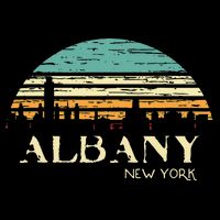 Retro Albany NY Skyline Sunset Silhouette New York Souvenir Tall T-Shirt