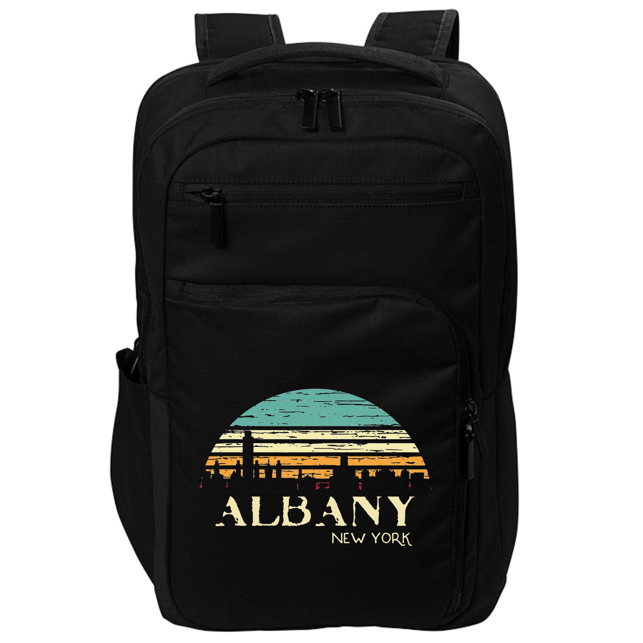 Retro Albany NY Skyline Sunset Silhouette New York Souvenir Impact Tech Backpack