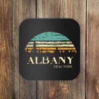 Retro Albany NY Skyline Sunset Silhouette New York Souvenir Coaster