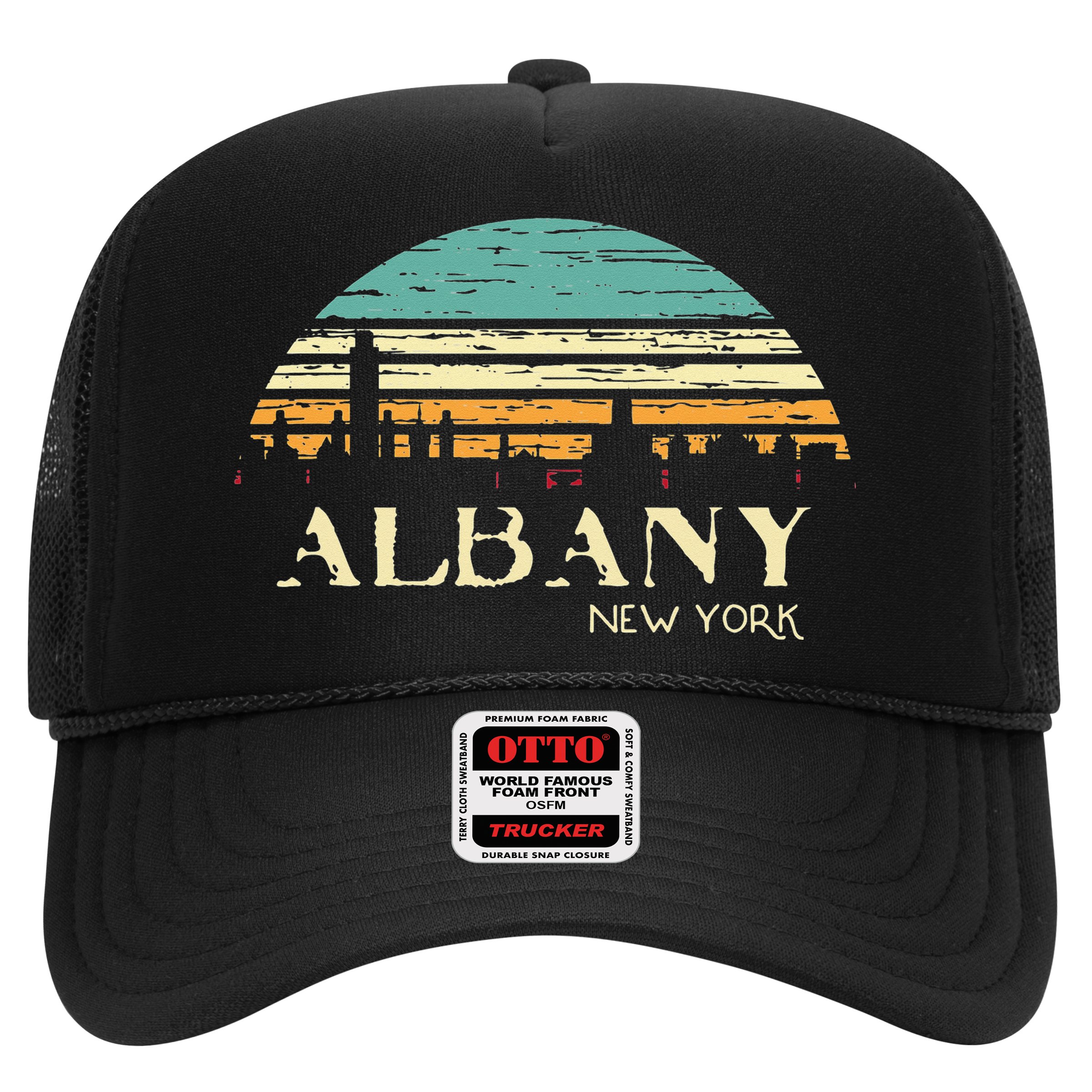 Retro Albany NY Skyline Sunset Silhouette New York Souvenir Hat