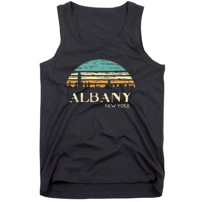 Retro Albany NY Skyline Sunset Silhouette New York Souvenir Tank Top