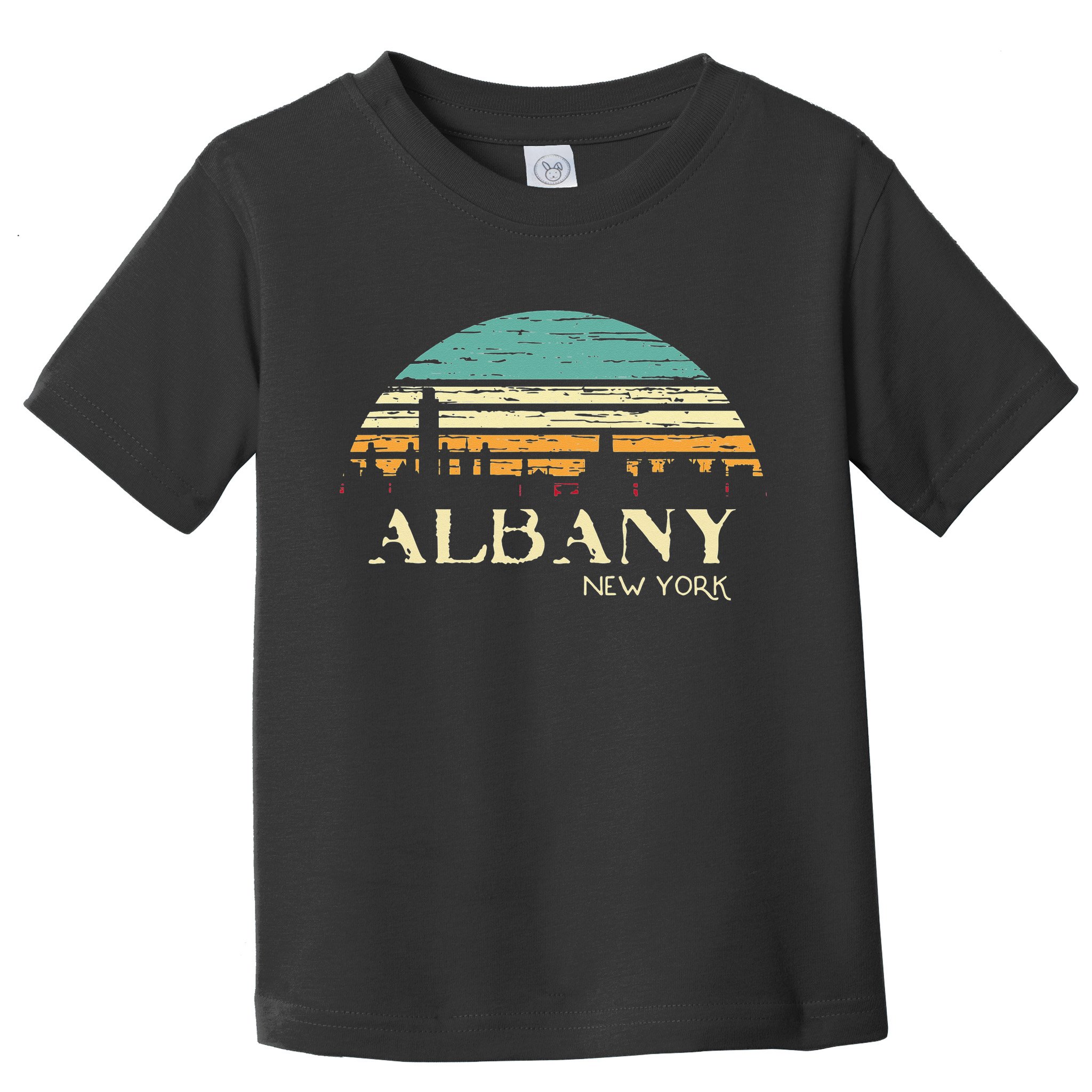Retro Albany NY Skyline Sunset Silhouette New York Souvenir Toddler T-Shirt