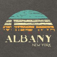 Retro Albany NY Skyline Sunset Silhouette New York Souvenir Cotton Canvas Backpack