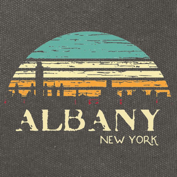 Retro Albany NY Skyline Sunset Silhouette New York Souvenir Cotton Canvas Backpack