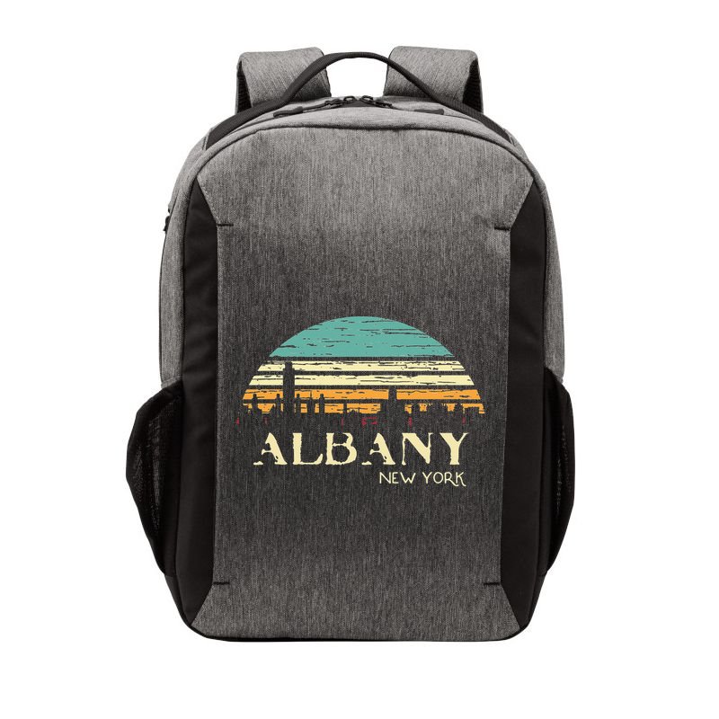 Retro Albany NY Skyline Sunset Silhouette New York Souvenir Vector Backpack