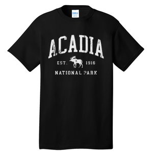 Retro Acadia National Park Maine Est 1916 Hiking Tall T-Shirt