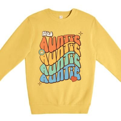 Retro Auntie New Aunt Wavy Words Baby Premium Crewneck Sweatshirt