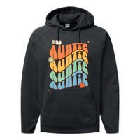 Retro Auntie New Aunt Wavy Words Baby Performance Fleece Hoodie