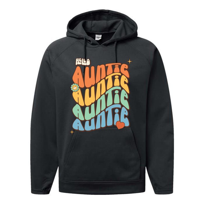 Retro Auntie New Aunt Wavy Words Baby Performance Fleece Hoodie