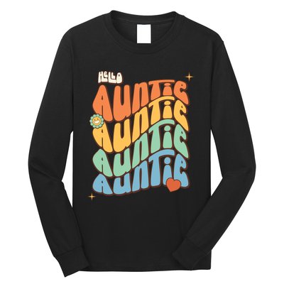 Retro Auntie New Aunt Wavy Words Baby Long Sleeve Shirt