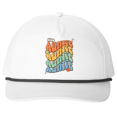 Retro Auntie New Aunt Wavy Words Baby Snapback Five-Panel Rope Hat