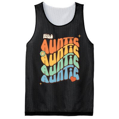 Retro Auntie New Aunt Wavy Words Baby Mesh Reversible Basketball Jersey Tank