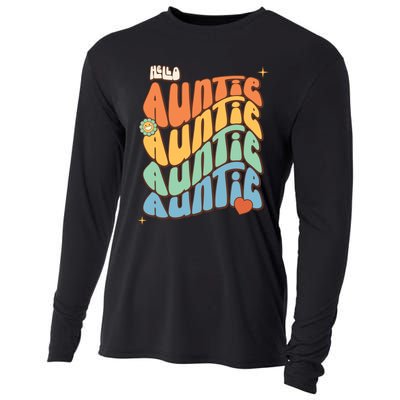 Retro Auntie New Aunt Wavy Words Baby Cooling Performance Long Sleeve Crew