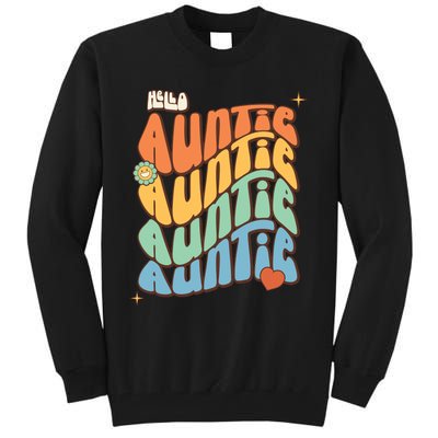 Retro Auntie New Aunt Wavy Words Baby Tall Sweatshirt