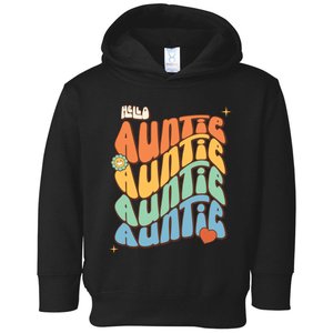 Retro Auntie New Aunt Wavy Words Baby Toddler Hoodie