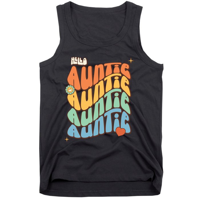 Retro Auntie New Aunt Wavy Words Baby Tank Top