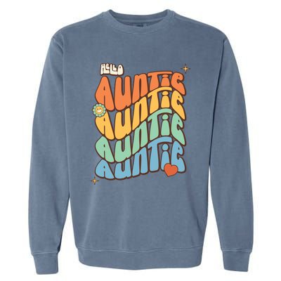 Retro Auntie New Aunt Wavy Words Baby Garment-Dyed Sweatshirt