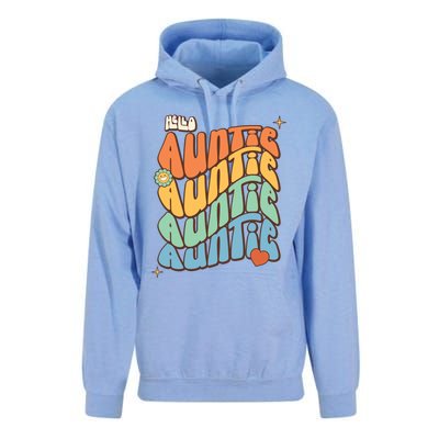 Retro Auntie New Aunt Wavy Words Baby Unisex Surf Hoodie