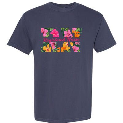 Rn Aloha Nurse Tropical Flowers Summer Hawaii Rn Beach Vibe Garment-Dyed Heavyweight T-Shirt