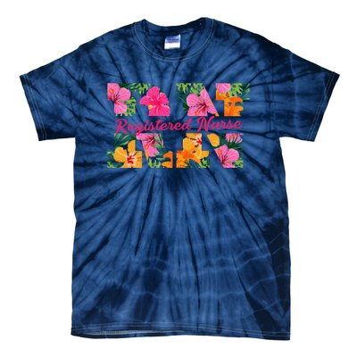 Rn Aloha Nurse Tropical Flowers Summer Hawaii Rn Beach Vibe Tie-Dye T-Shirt