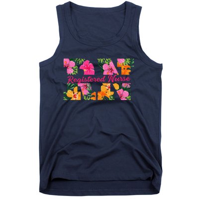 Rn Aloha Nurse Tropical Flowers Summer Hawaii Rn Beach Vibe Tank Top