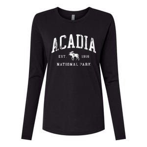 Retro Acadia National Park Maine Est 1916 Hiking Womens Cotton Relaxed Long Sleeve T-Shirt