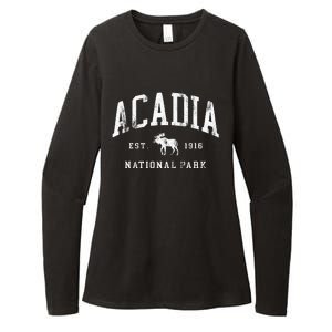 Retro Acadia National Park Maine Est 1916 Hiking Womens CVC Long Sleeve Shirt