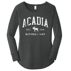 Retro Acadia National Park Maine Est 1916 Hiking Women's Perfect Tri Tunic Long Sleeve Shirt