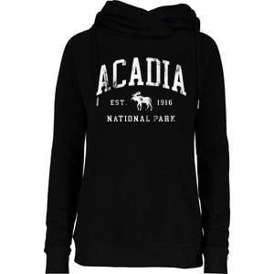 Retro Acadia National Park Maine Est 1916 Hiking Womens Funnel Neck Pullover Hood