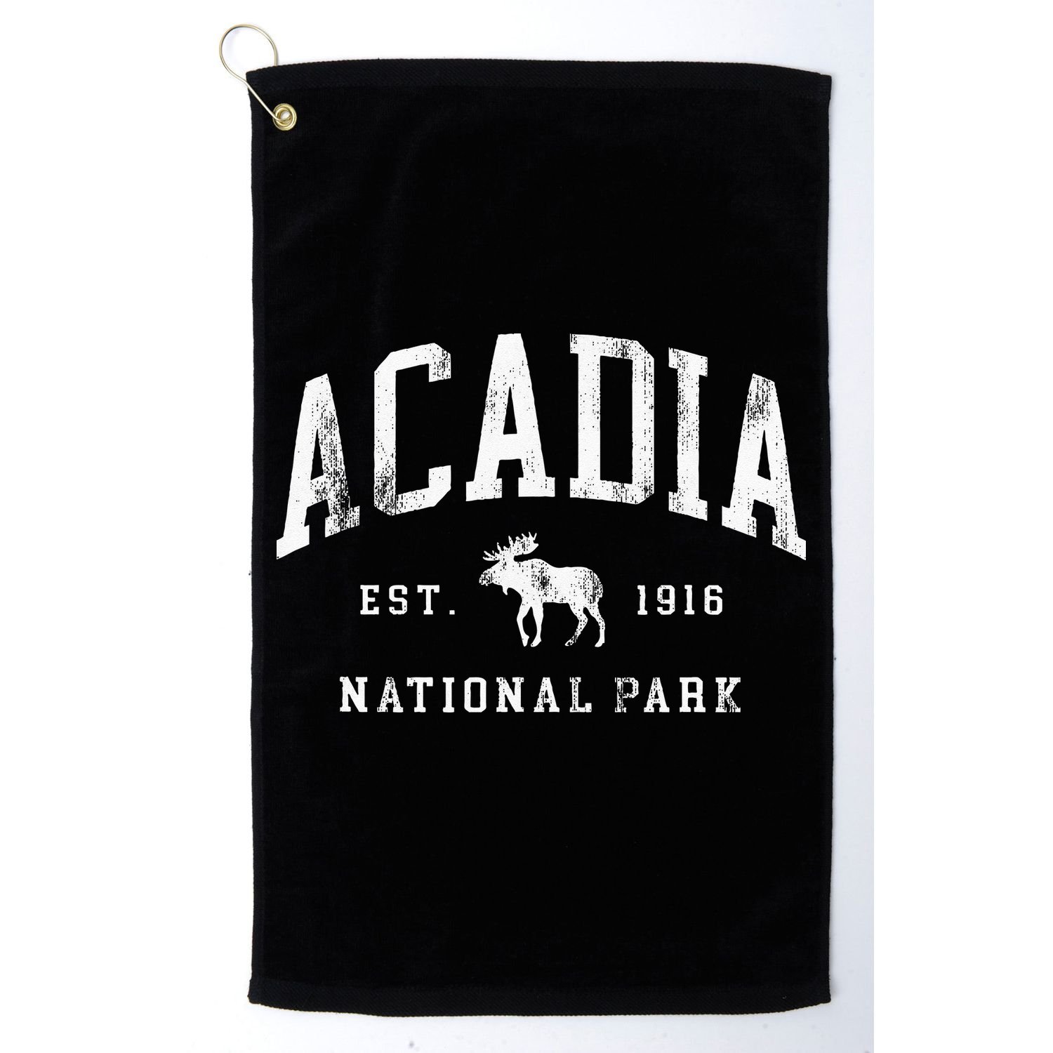 Retro Acadia National Park Maine Est 1916 Hiking Golf Towel