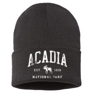 Retro Acadia National Park Maine Est 1916 Sustainable Knit Beanie